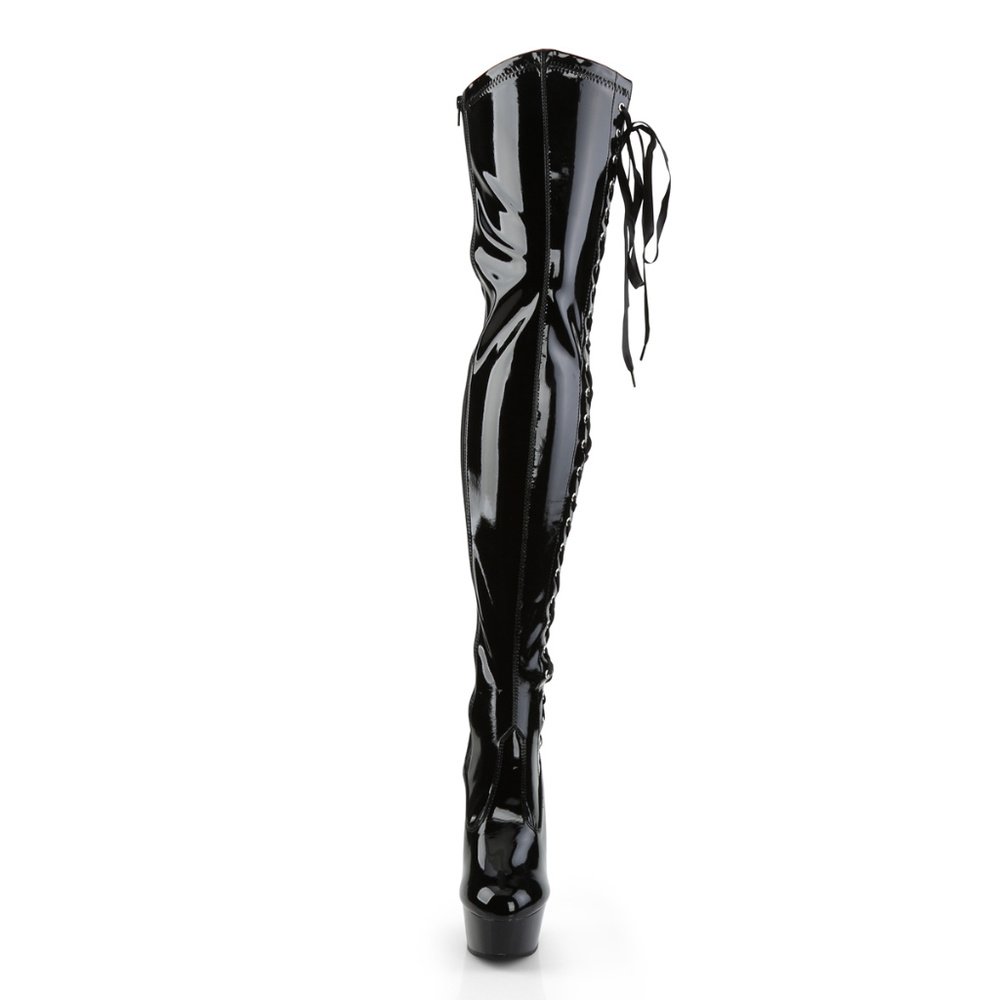 Patent Lace Up Thigh High Heel Boots - Picture 6 of 6
